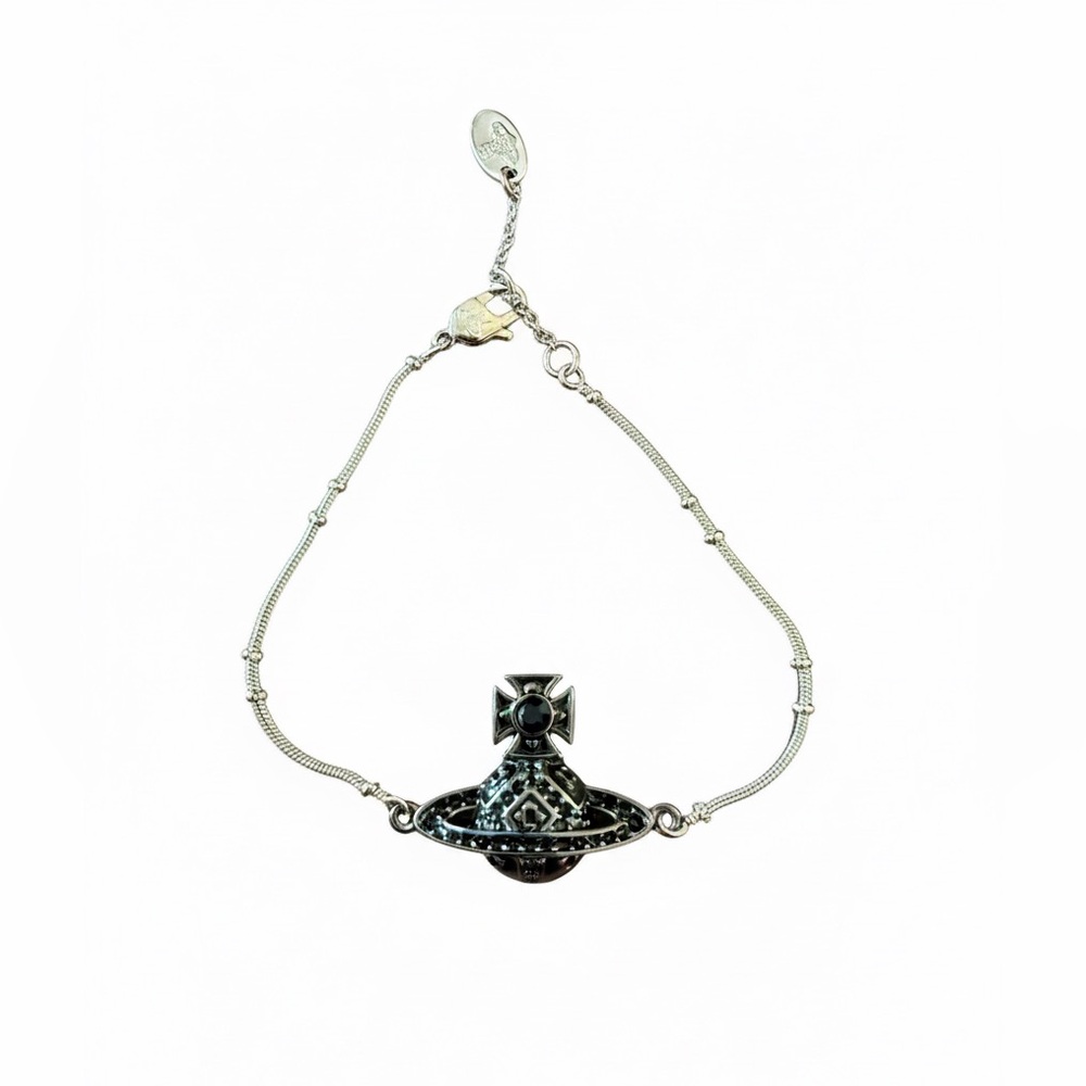 Authentic Vivienne Westwood Black and  Silver Bracelet